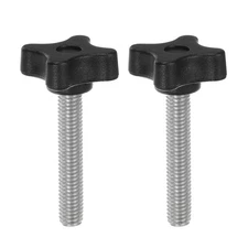 2pcs Star Knobs M8 x 50mm Metric Threaded Stud 32mm 4-Point Head Clamping Screws