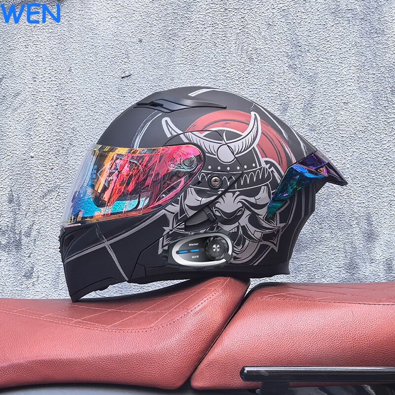 Bluetooth Intercom Motorcycle Helmet With Camera Recorder Headset Modular Helmet