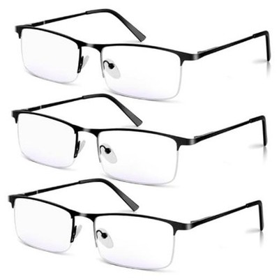 3 Pack Blue Light Blocking Glasses for Men,Stylish Half Frame 3pcs Black 0.0 x