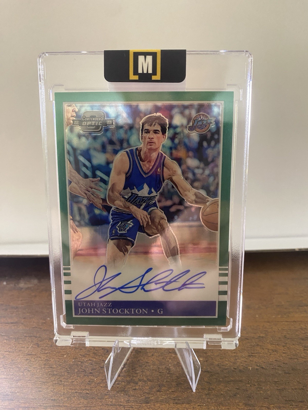 Panini Contenders Optic 2022-23 - John Stockton 85-JST Auto Green /49 Jazz