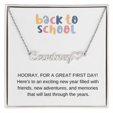 Back to School Name Necklace with Heart