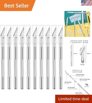 10 Pack Exacto Knife Set, Hobby Knife, SK-5 High Carbon Steel Craft Knife for...