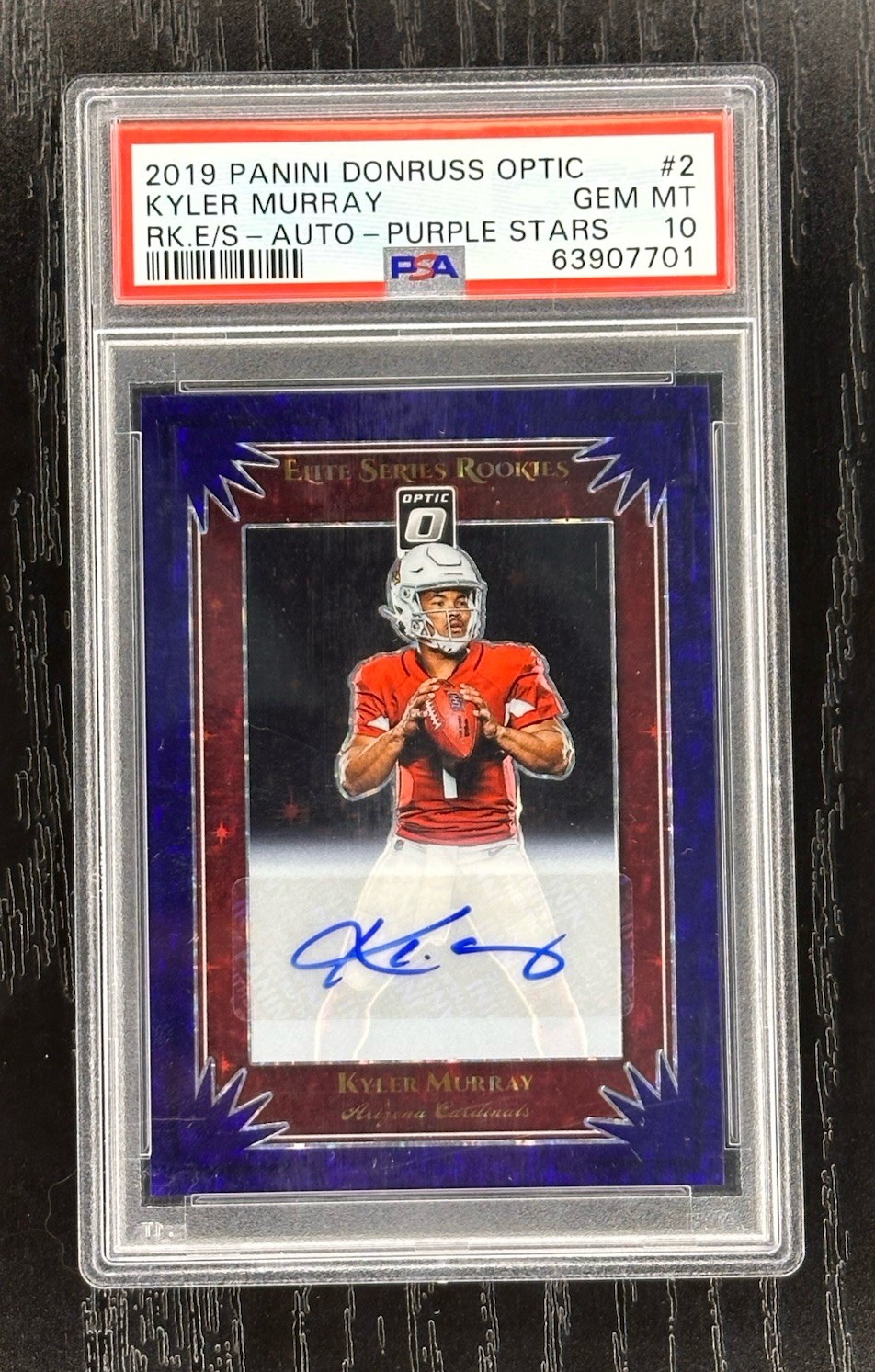 Kyler Murray Panini Donruss Optic Rookie Elite Series #2 Autograph-Purple Stars