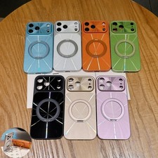 For iPhone 17 Pro Max 16 15 14 Magnetic Ring Stand Plating Hard Back Slim Case