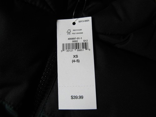 Gap Boys Black Green Zip Puffer Vest - Boys Size XS 4-5 -Straight Easy Fit - NWT - Picture 17 of 17