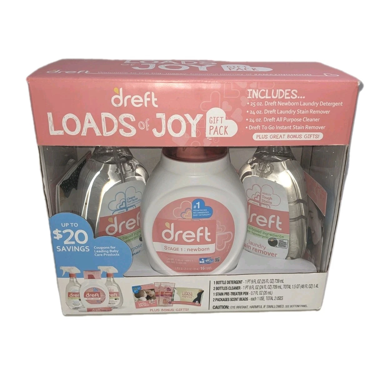 Dreft Loads of Joy Gift Set Baby Friendly Laundry Detergent & Stain Remover
Opens in a new window or