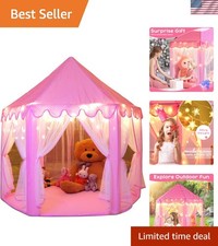 Princess Tent Girls Large Playhouse Kids Castle Play Tent with Star Lights To...