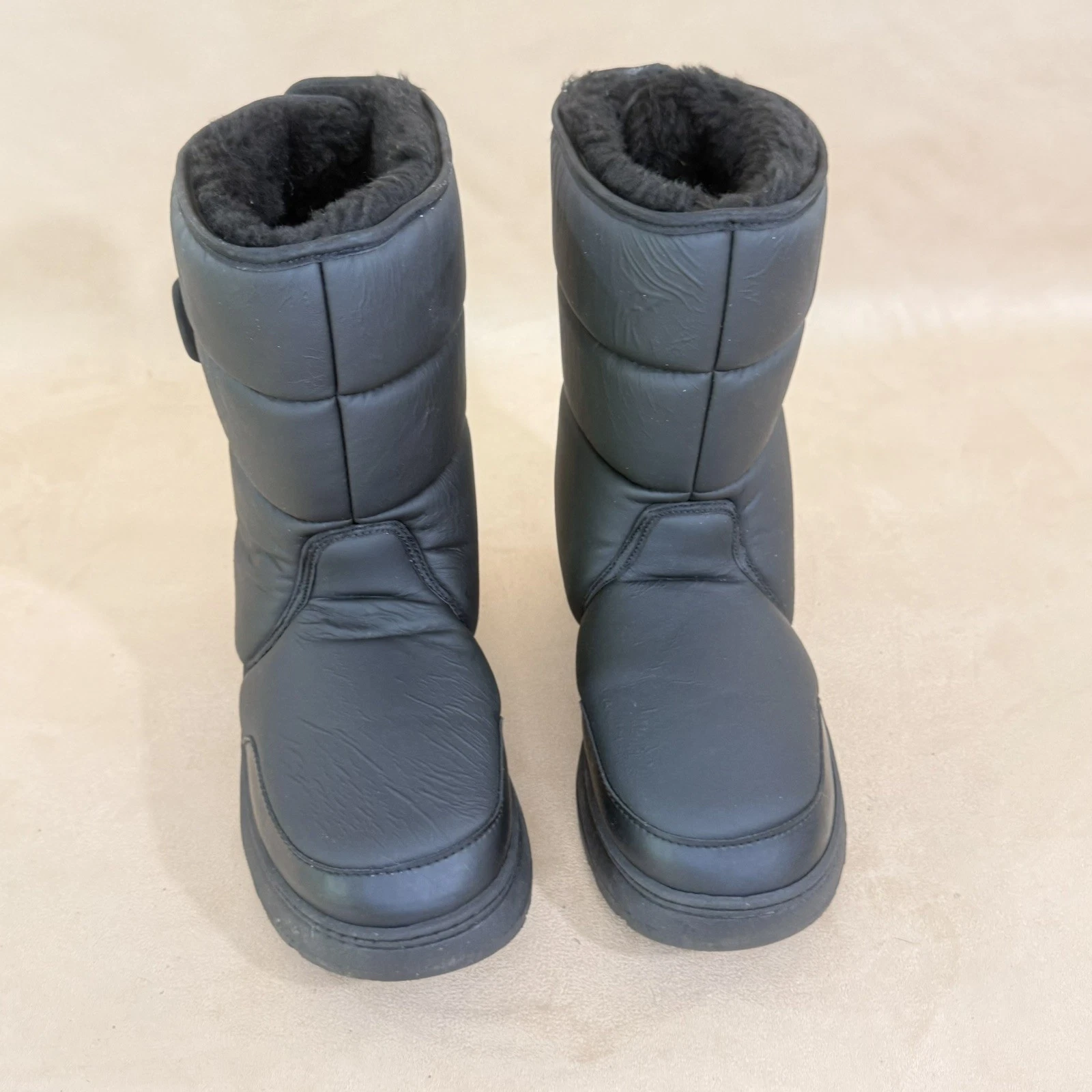 Khombu Mens 10 Black Insulated Winter Snow Boots Faux Fur Lined