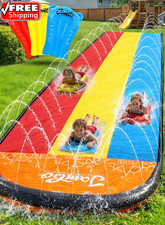 Premium Triple Water Slide and 3 Bodyboards, 16Ft Heavy Duty Slip Splash and Sli