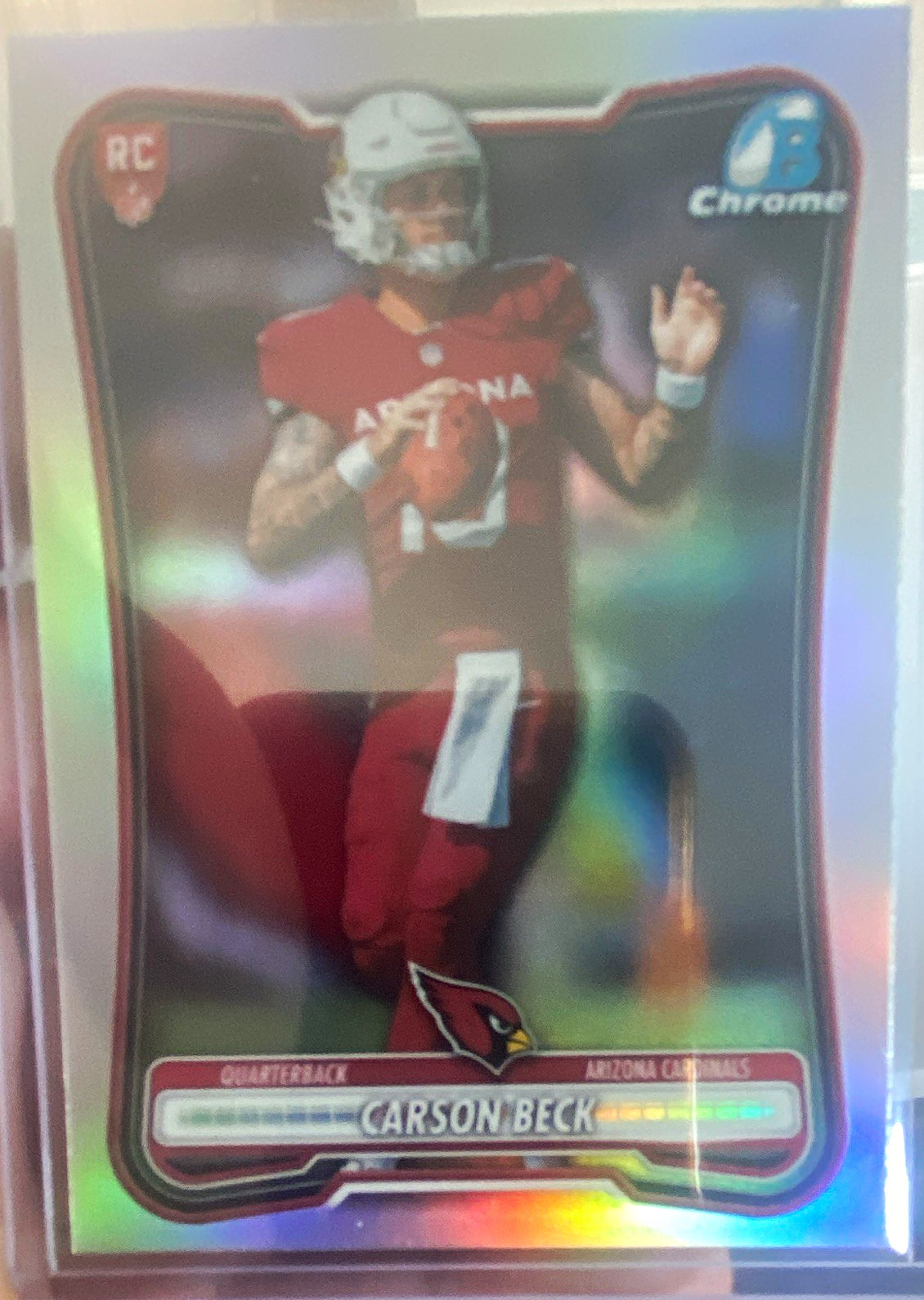 Bowman Chrome RED Rookie Carson Beck Arizona Cardinals NFL Football Card 1st