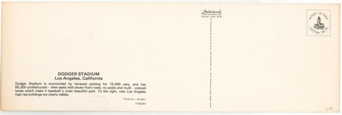 1970s Los Angeles Dodgers Stadium Aerial View Postcard Downtown LA MLB Chavez - Picture 2 of 2
