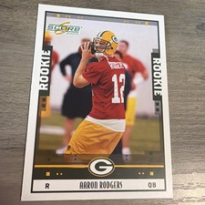 2005 Donruss Playoff Score Aaron Rodgers Rookie Football Card #352 RC Packers QB. rookie card picture