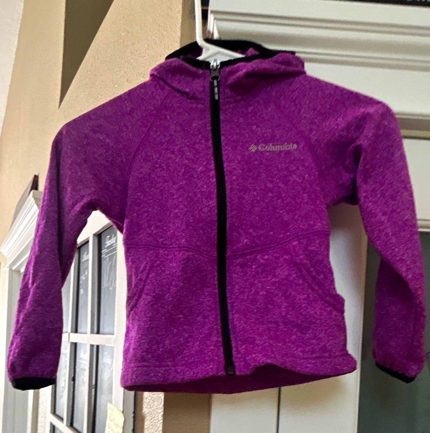 Columbia Girl’s Purple Heathered Full Zip Fleece Hoodie Pockets Size 4/5 XXS