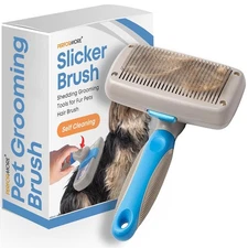 Pets Grooming Brush Self-Cleaning Slicker Brush Removes Undercoat Cat Dog Comb
