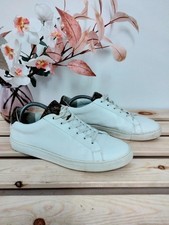 Men's Kurt Geiger London white brown logo leather lace up trainers sneakers UK 9