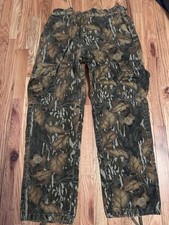 Men  s LG Mossy Oak Fall Foliage Brown Camo Hunting Cargo Pants Made In USA 1990s