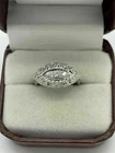 Art Deco Vintage Round Cut Lab Created Diamond Engagement 14K White Gold FN Ring