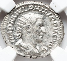 Philip I Arab 244-249, Roman Empire Caesar Old Silver AR Denarius Coin, NGC XF