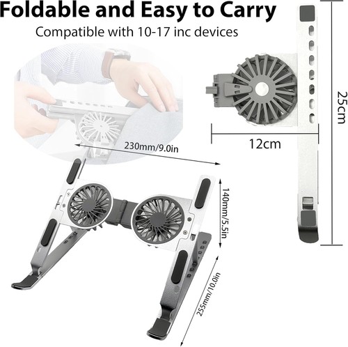 Adjustable Laptop Stand with Cooling Fan, Portable Foldable Laptop Holder, Ergo - 第 5/9 張圖片