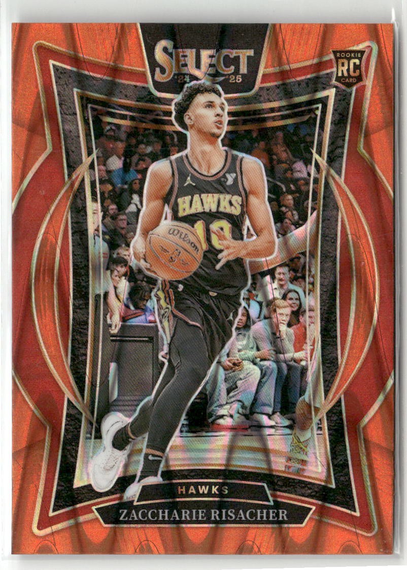 2024-25 Panini Select #86 Zaccharie Risacher Orange Tectonic Prizm