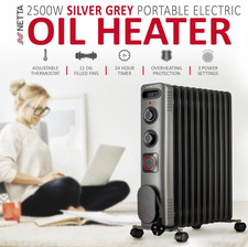 NETTA Electric Oil Filled Radiator 2500W, Portable Heater Grade A Used