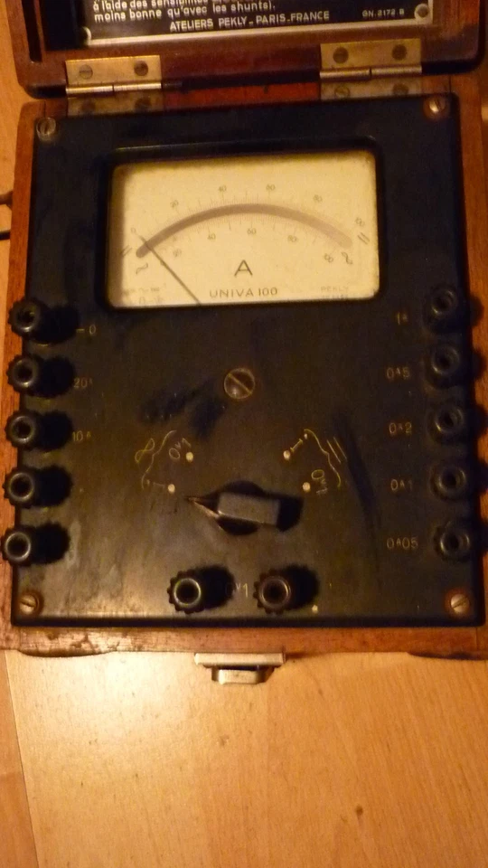 ancien appareil mesure amperemetre universel univa 100 coffret bois - Photo 3/4