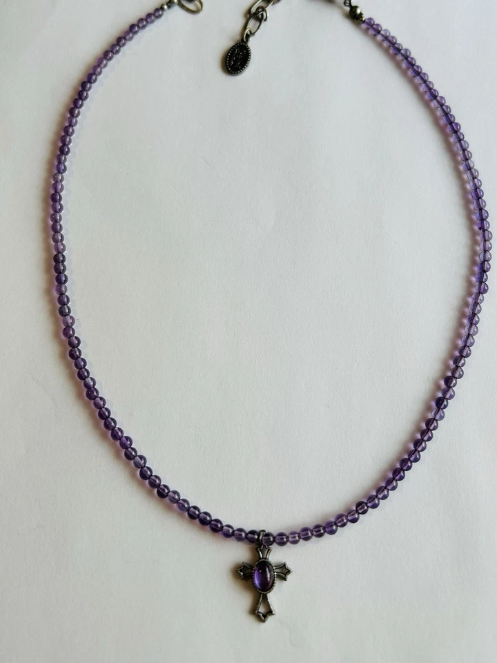 "Collar Michel Yolanda Cruz Lavanda Cabachon Vintage Delicado 10"" Gota Diseñador" Foto 3 de 4