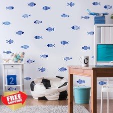 Blue Ocean Fish Wall Decals Under Sea Vinyl Sticker Kids Room