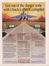Oracle 1989 Vintage Magazine Ad dBase Compiler Quicksilver SQL F-15 Jet Sunset
