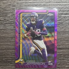 2025 Topps Chrome Justin Jefferson, Hyper Purple Refractor Team Colors- numbered