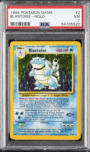 1999 POKEMON BASE SET UNLIMITED #2 BLASTOISE-HOLO PSA 7