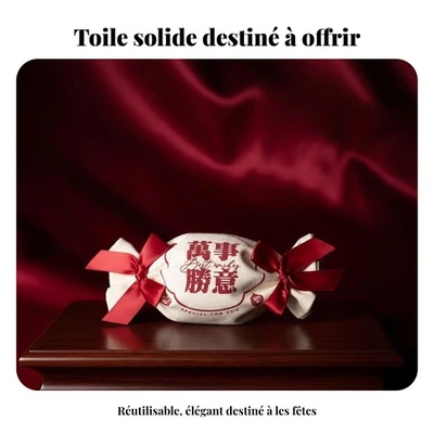 Sac toile dragées mariage ou cadeaux Nouvel An - Photo 1/4