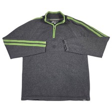 Eddie Bauer Mens TL Gray Green Stripe 1/4 Zip Pullover Sweater Outdoors Hiking