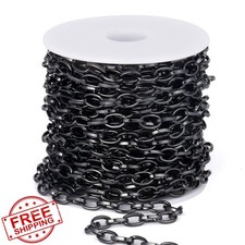 33FT Black Paperclip Chain Spool 5mm Aluminum Cable Link Bulk Craft