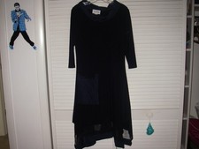 JOSEPH RIBKOFF NAVY BLUE COWL NECK ASYMMETRICAL A LINE DRESS SZ 8 EUC