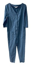 The Nines by Hatch Maternity Jumpsuit Blue Floral Utility Boho V Neck Size XS