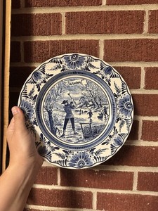Delft Blue Wall Plate: Vintage Holland/Belgium Decor Winter