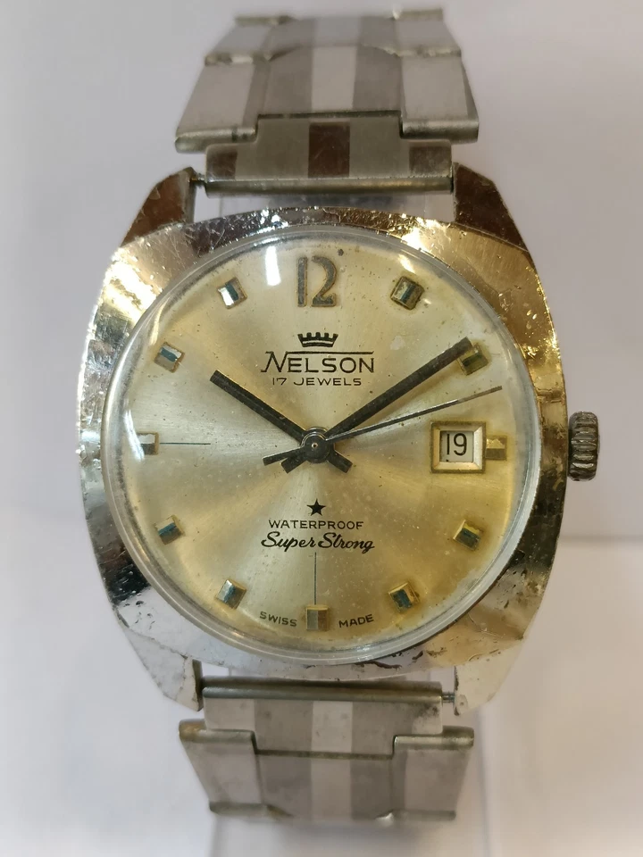 NELSON SUPER STRONG 17J WINDING PATINA SILVER DIAL SWISS MEN'S FULL WORKING - Image 2 of 4