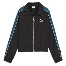 PUMA T7 Play Paris Full Zip Track Jacket Womens Black Casual Athletic Outerwear