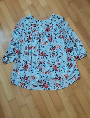 C. C. LUKE Bluse blau-weiß Streifen & Blumen Damen Halbarm DE 48-TOP-Zustand - Bild 6 von 7