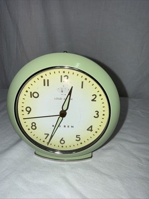 Westclox Loud Alarm Clock Big Ben Green Retro Vintage Travel Portable Nightstand