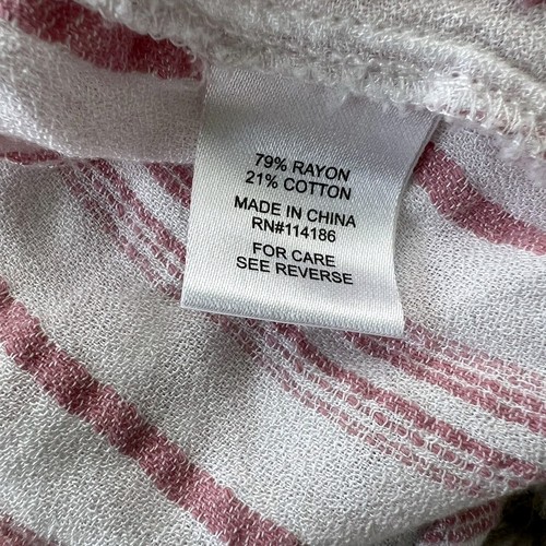 Retrology Blouse Women's Large V-Neck Popover Half Sleeve Striped White Pink NEW - Picture 3 of 7