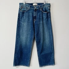 Hudson Jeans Highrise Wide Leg Ankle Jeans Medium Blue Wash Size 32 Pockets