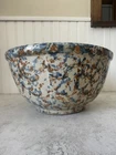 Vintage Red Wing 10” Mixing Bowl Stoneware Sponge Ware Paneled Splatter Cake