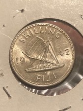 1942S Fiji 1 Shilling (KM-12a) .0909 ASW Silver!!! [San Francisco Mint]
