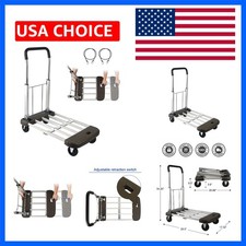 Platform Cart Foldable Push Cart Aluminum Adjustable Length Flatbed Cart With...