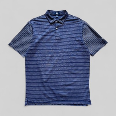 Dunhill Links Herren Polo blau gestreift Nylonmischung - Größe M