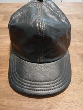 LOOK!vintage black vinyl Fitted Hat Made In USA(Size Medium)