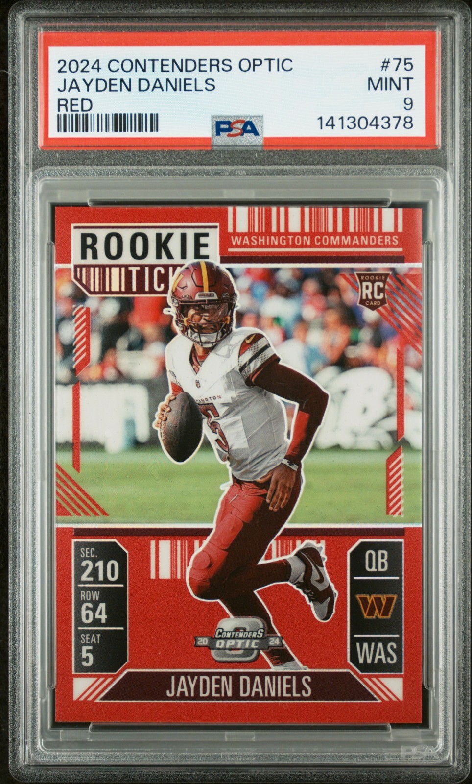 2024 Panini Contenders Optic - Rookie Ticket Jayden Daniels #75 Red Prizm /199