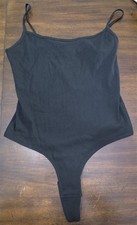 NWT Madewell M Ribbed Knit Thong Bodysuit Black 125315